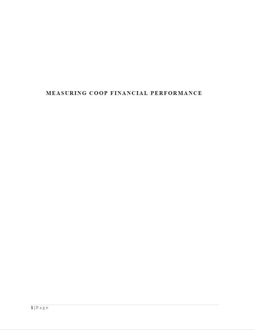 Cover Image Measuring Coop Financial Performance