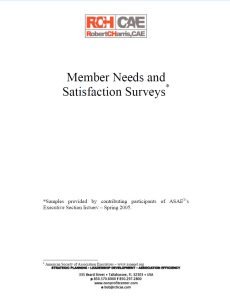 Cover Image Member Needs and Satisfaction Surveys