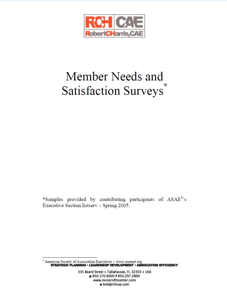 Member Needs and Satisfaction Surveys