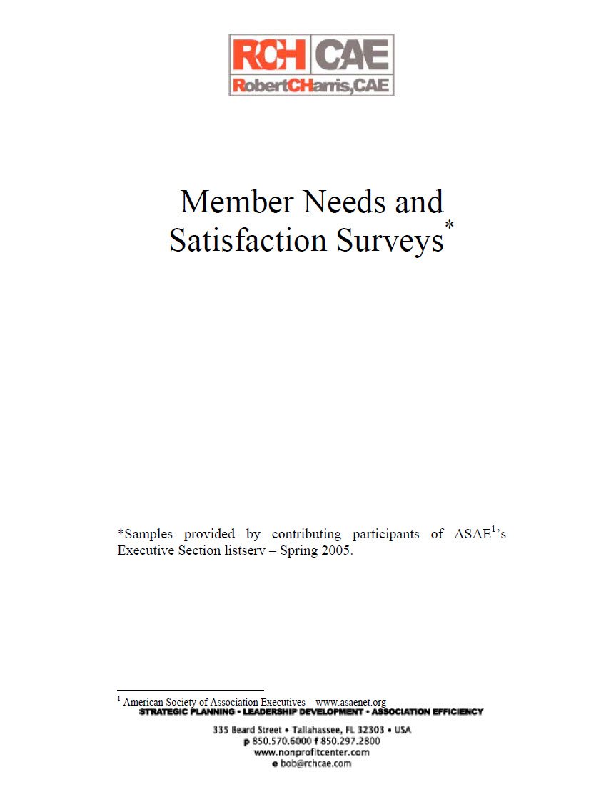 Members Needs Satisfaction Survey