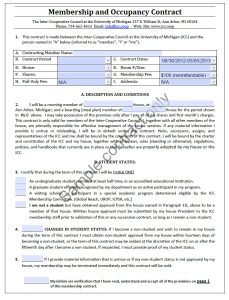 Cover Image Membership and Occupancy Contract