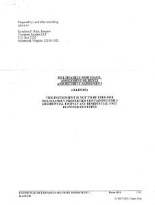 Cover Image Multifamily Mortgage Assignment of Rents and Security Agreement