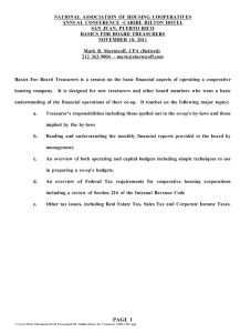 Cover Image NAHC Basics for Board Treasurers 2011