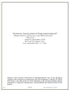 Cover Image NAP Operational Policies and Procedures
