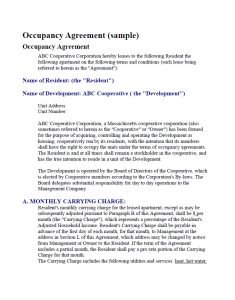 Cover Image Occupancy Agreement