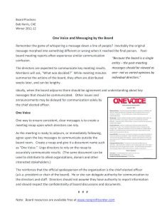 Cover Image One Voice and Messaging by the Board