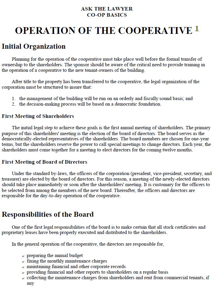 Cover Image Operation of the Cooperative