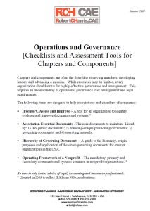 Cover Image Operations and Governance - Checklists and Assessment Tools for Chapters and Components