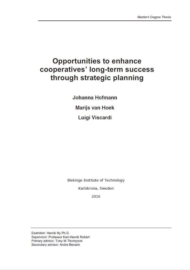 Cover Image Opportunities to Enhance Cooperatives Long Term Success - Strategic Planning