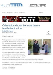 Cover Image Orientation should be more than a familiarization tour.