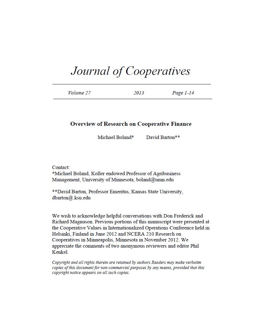 Cover Image Overview of Research of Cooperative Finance