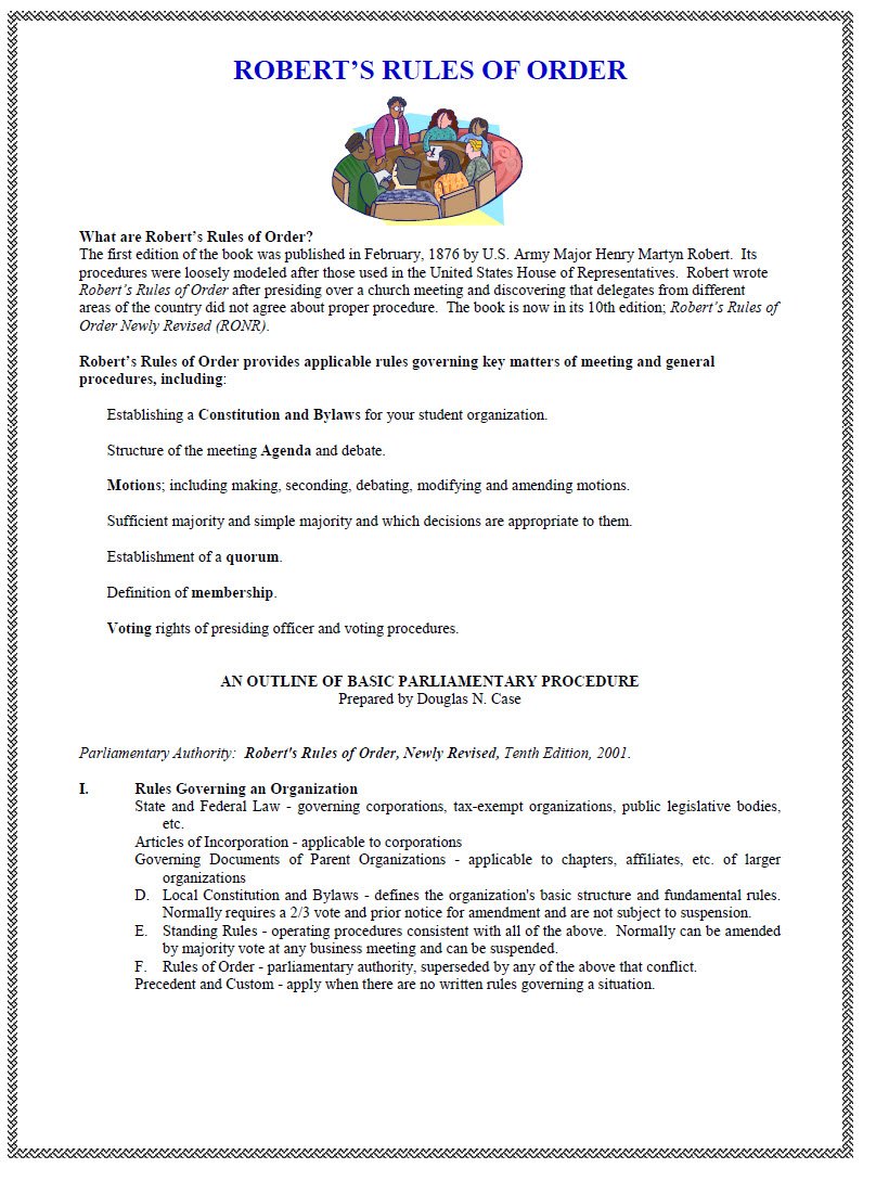 Cover Image Parliamentary procedures Roberts Rules Of Order update review