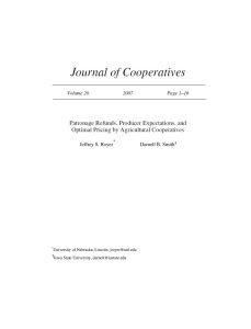 Cover Image Patronage Refunds Producer Expectations and Optimal Pricing