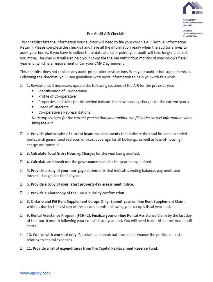 Cover image Pre-Audit Checklist
