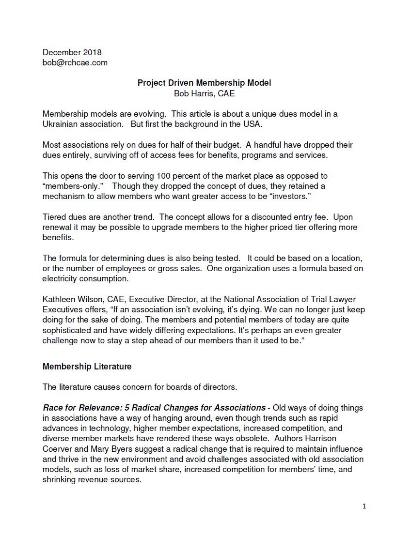 Cover Image Project Driven Membership Model
