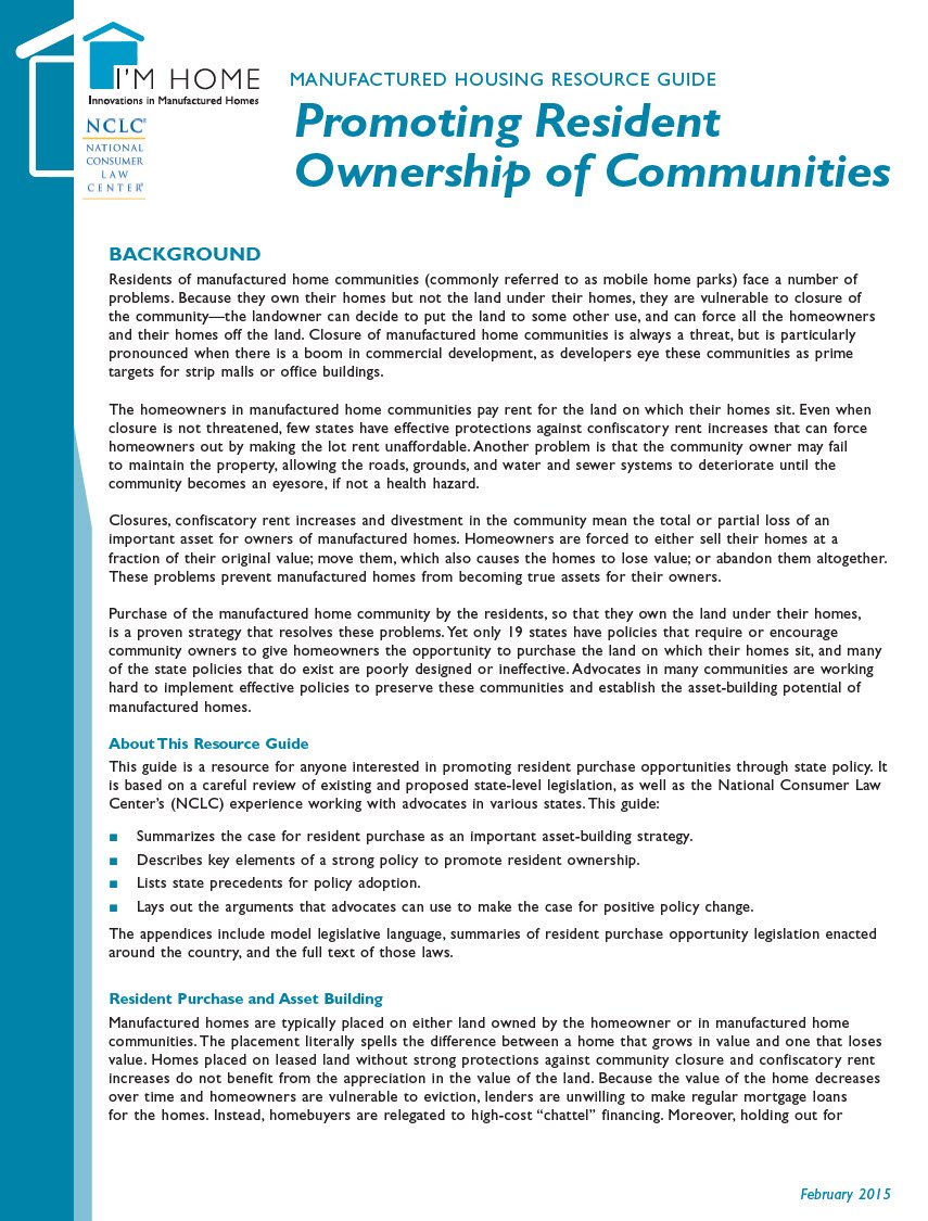 Promoting Resident Ownership of Communities