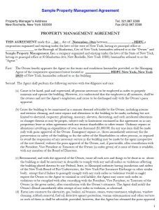 Cover Image Property Management Agreement Sample