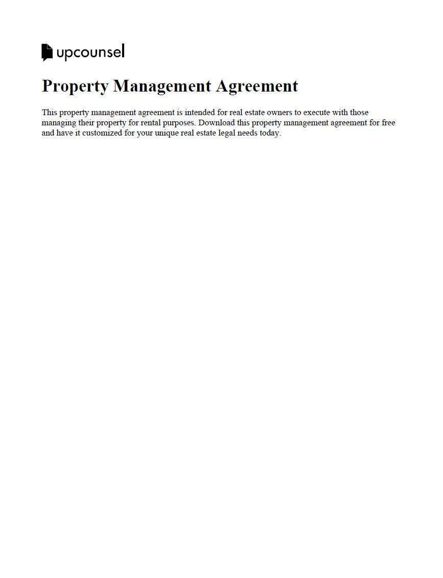 Cover Image Property Management Agreement Up Counsel