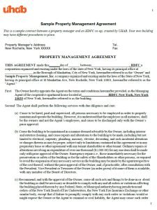 Cover Image Property Management Agreement UHAB
