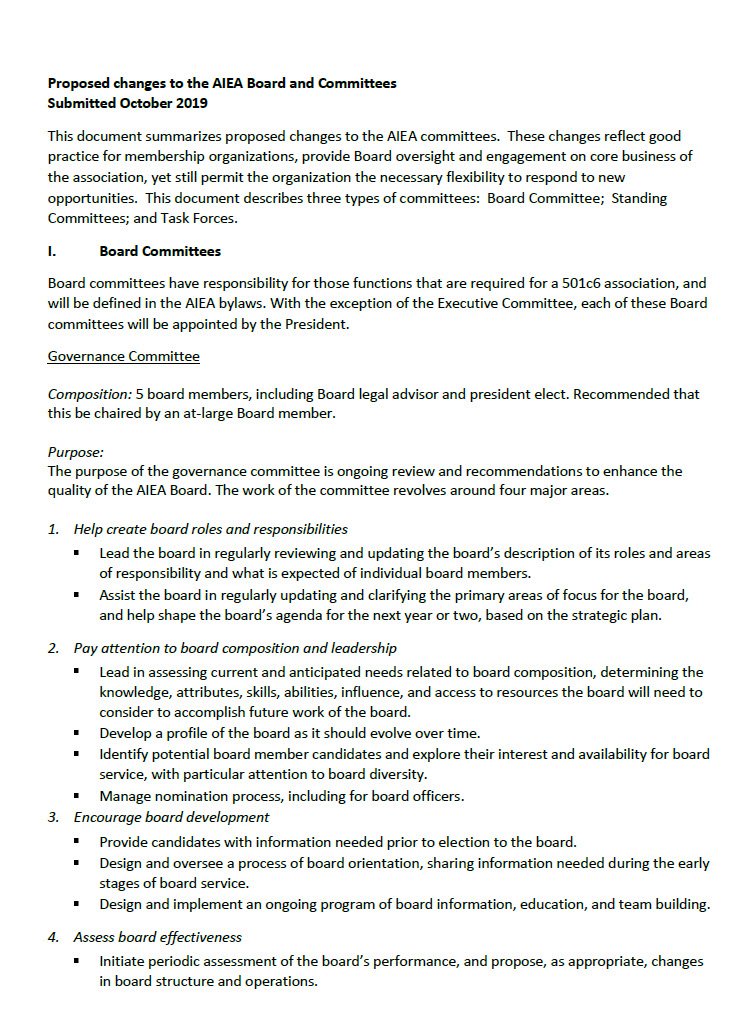 Cover Image Proposed changes to the AIEA Board and Committees