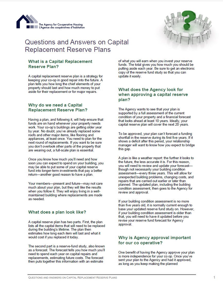 Cover Image Questions and Answers on Capital Replacement Reserve Plans