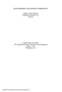 Cover Image Real Property Management Agreement American Bar Association