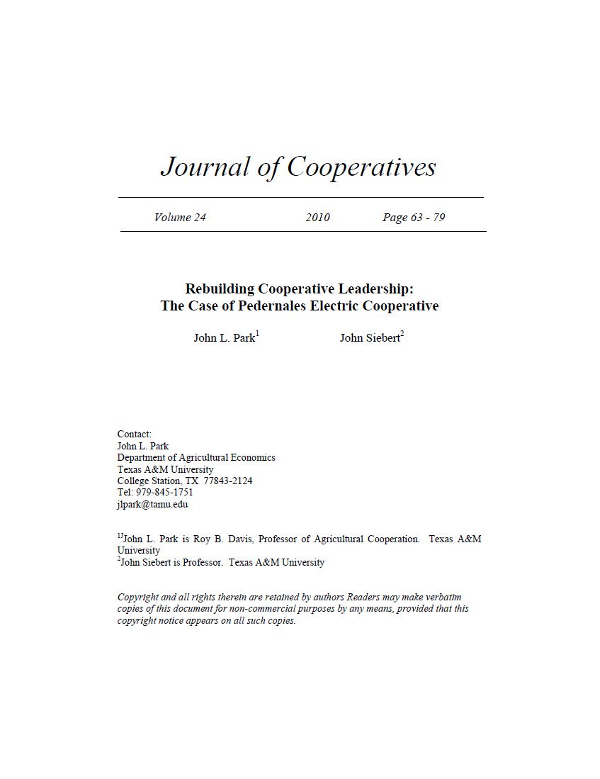 Cover Image Rebuilding Cooperative Leadership Electrical Coop
