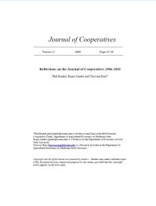 Cover Image Reflections on the Journal of cooperatives-1986-2003