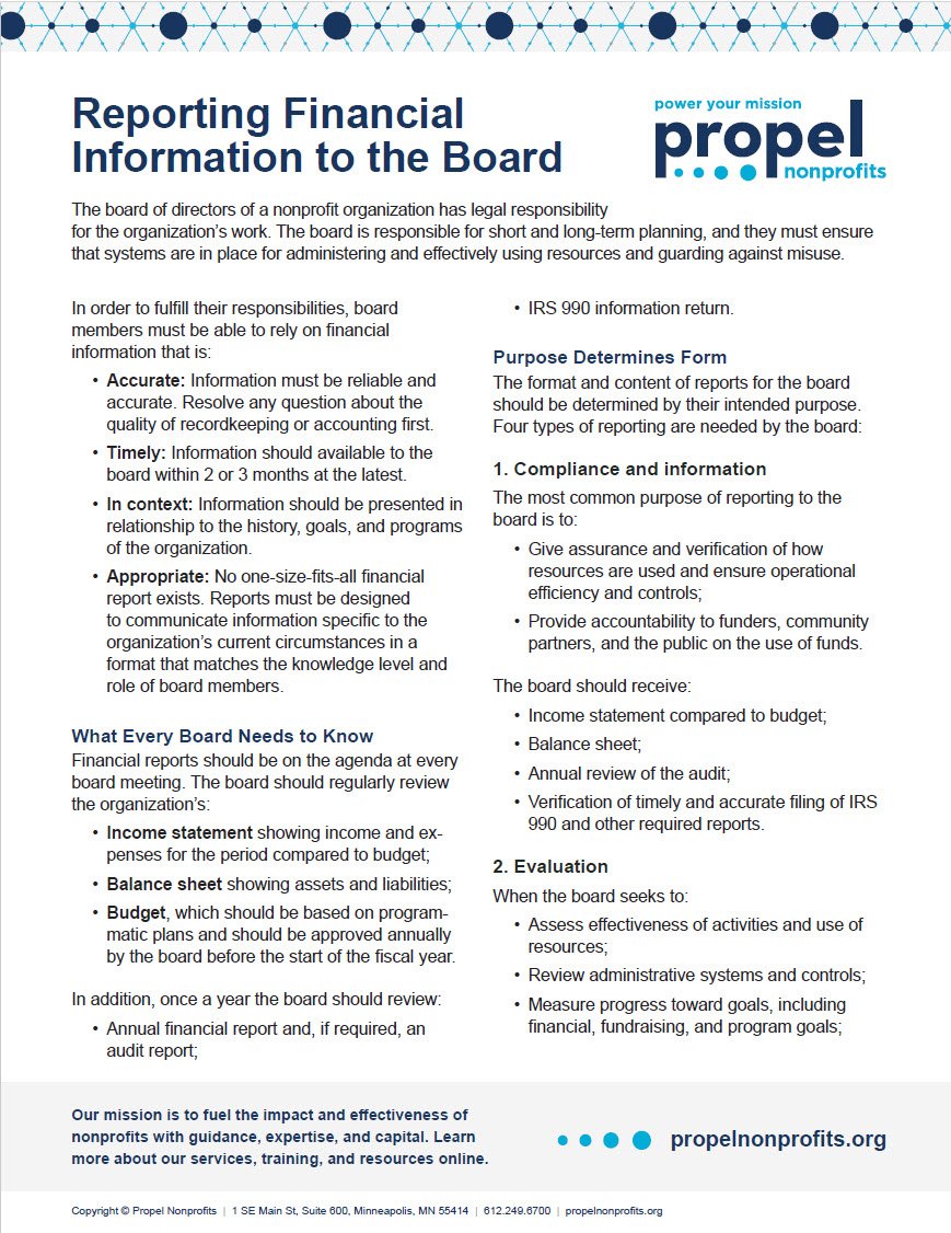 Cover Image Reporting Financial Information To The Board