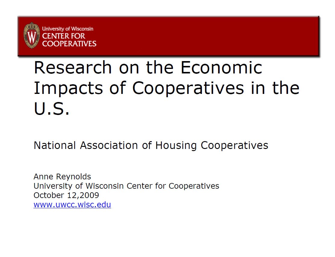 Research on Economic Impact of Cooperatives