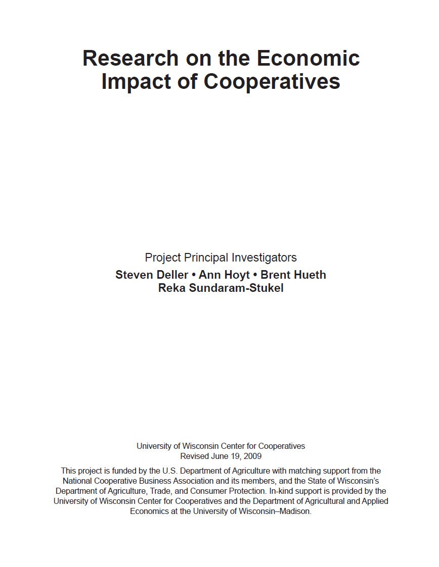 Cover Image Research on the Economic Impact of Cooperatives