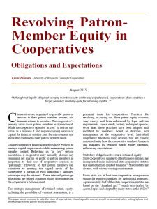 Cover Image Revolving Patron-Member Equity in Cooperatives