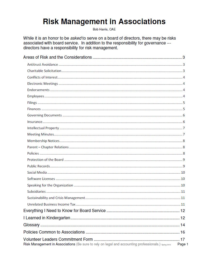 Cover Image Risk Management in Associations