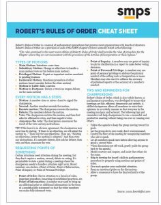 Cover Image Roberts Rules of Order Cheat Sheet smps