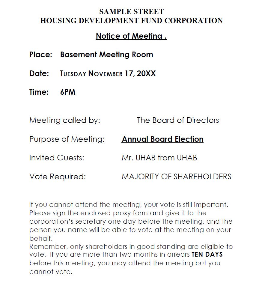 Sample Street Housing Development Fund Corporation.