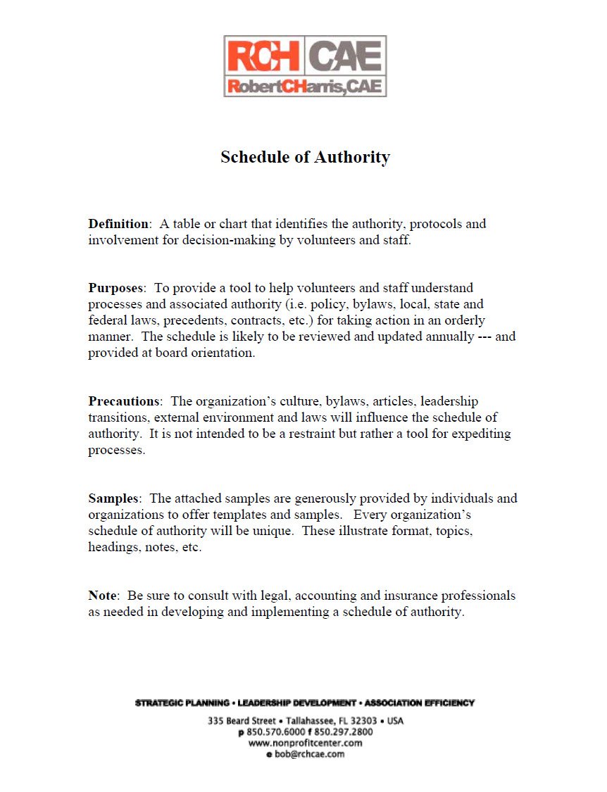 Cover Image Schedule of Authority