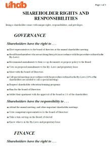 Cover Image Shareholder Rights and Responsibilities