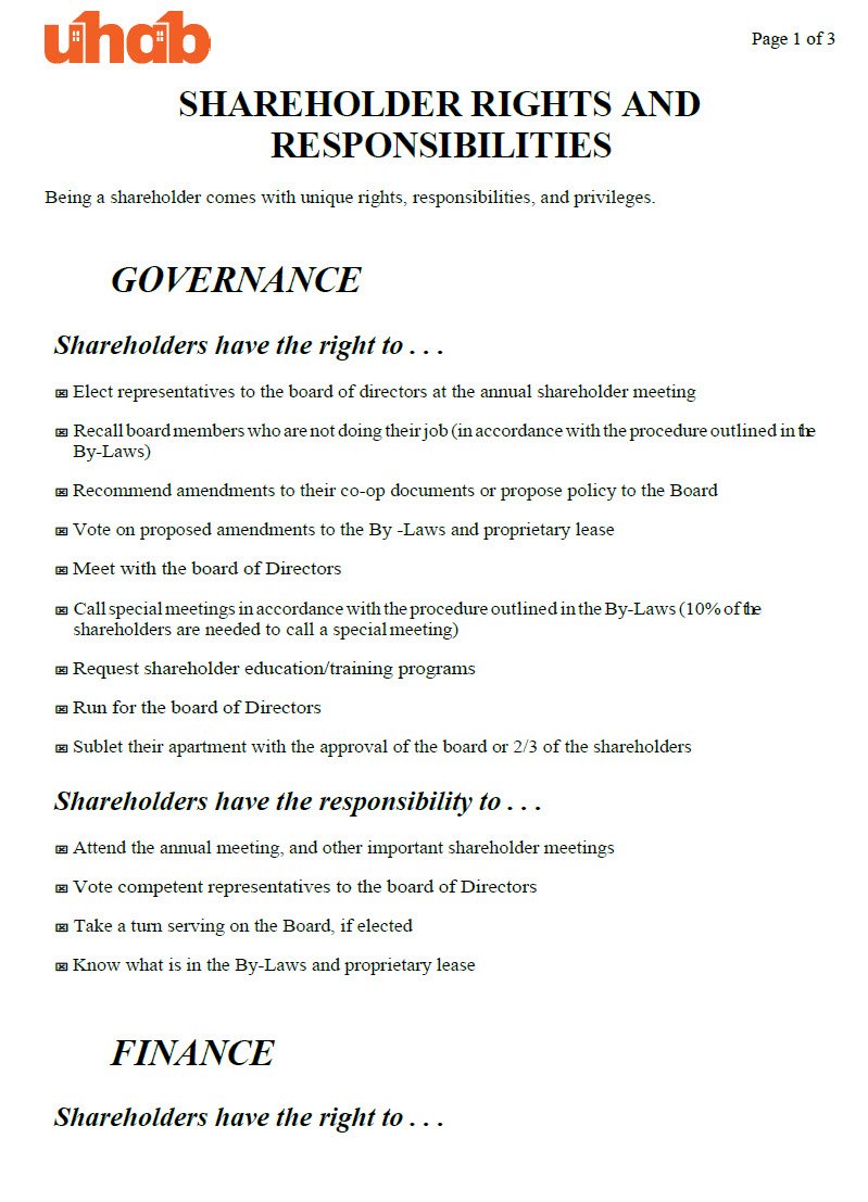 Cover Image Shareholder Rights and Responsibilities