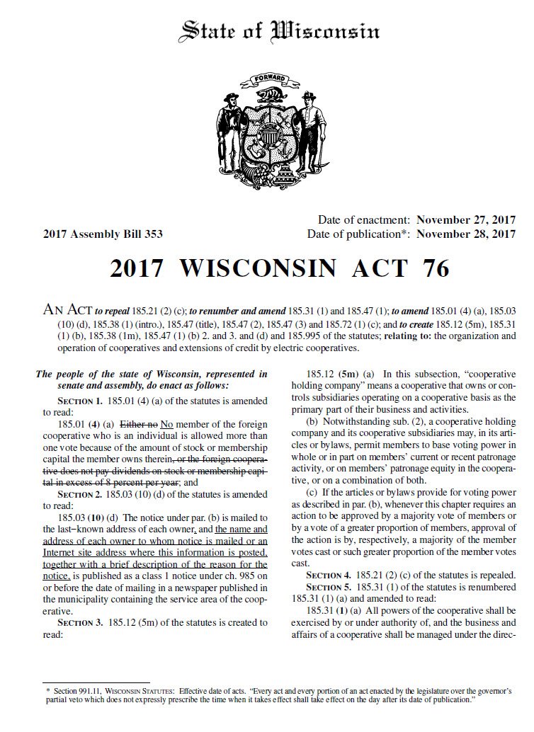 Cover Image State of Wisconsin 2017 Wisconsin act 76