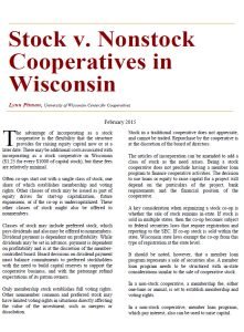 Cover Image Stock v. Nonstock Cooperatives in Wisconsin