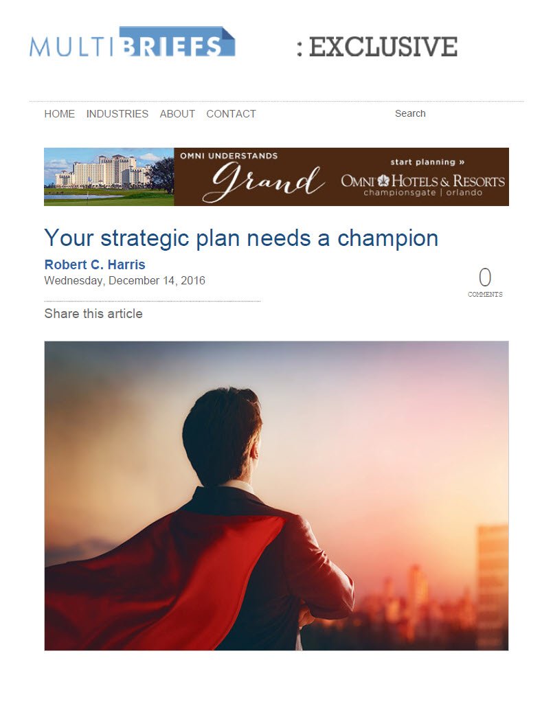 Cover Image Strategic Plan need a champion