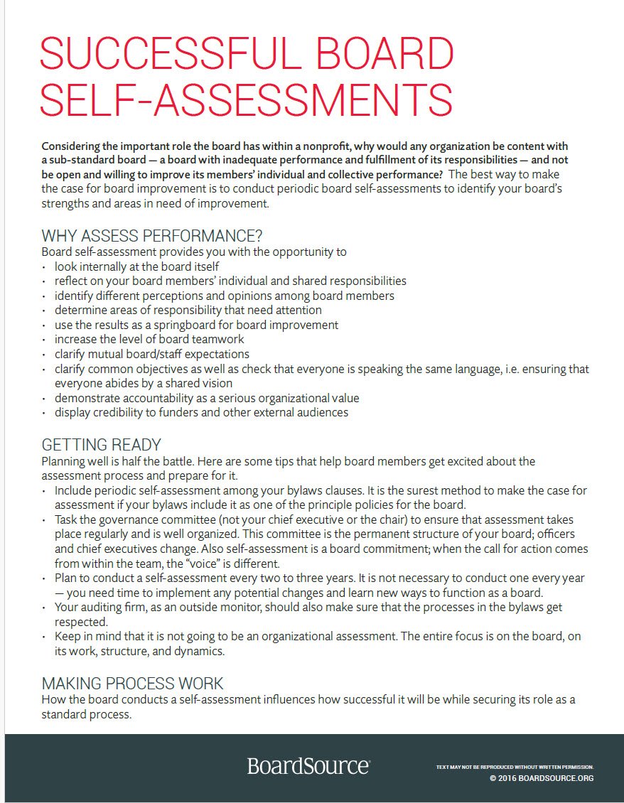 Successful Board Self-Assessments