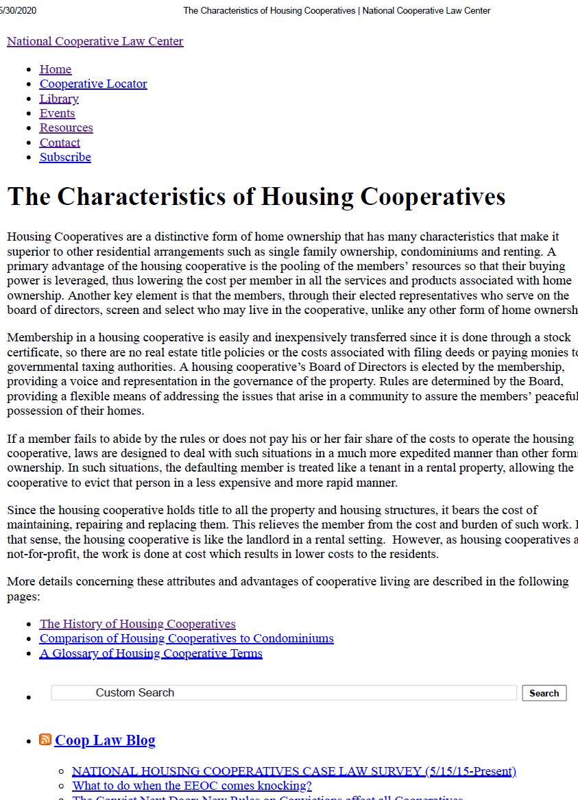Cover Image The Characteristics of Housing Cooperatives