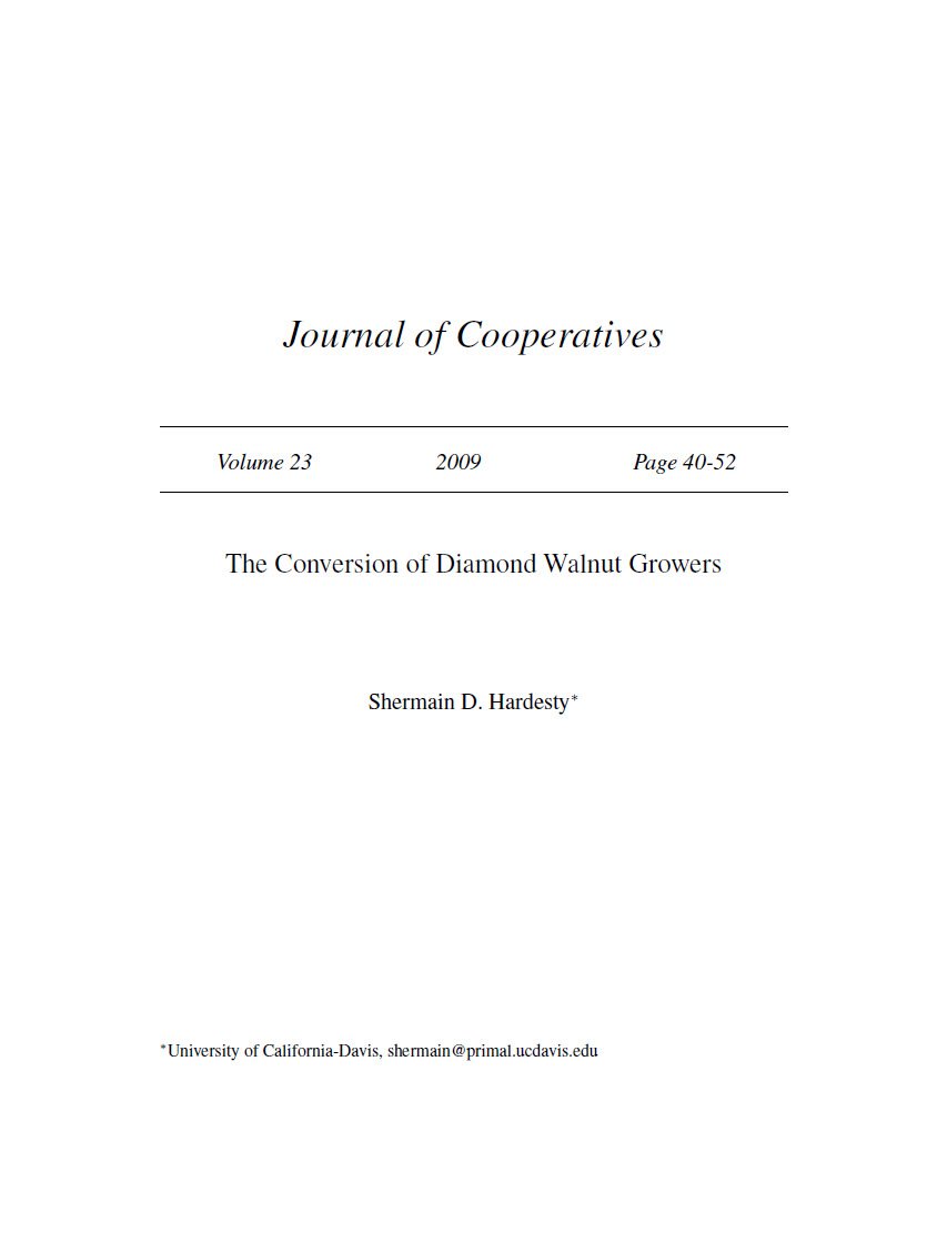 Cover Image The Conversion of Diamond Walnut Growers
