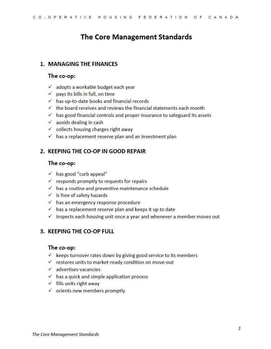 Cover image The Core Management standards