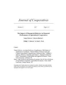 Cover Image The Impact of Managerial Behavior on Financial Performance of Agricultural Coop