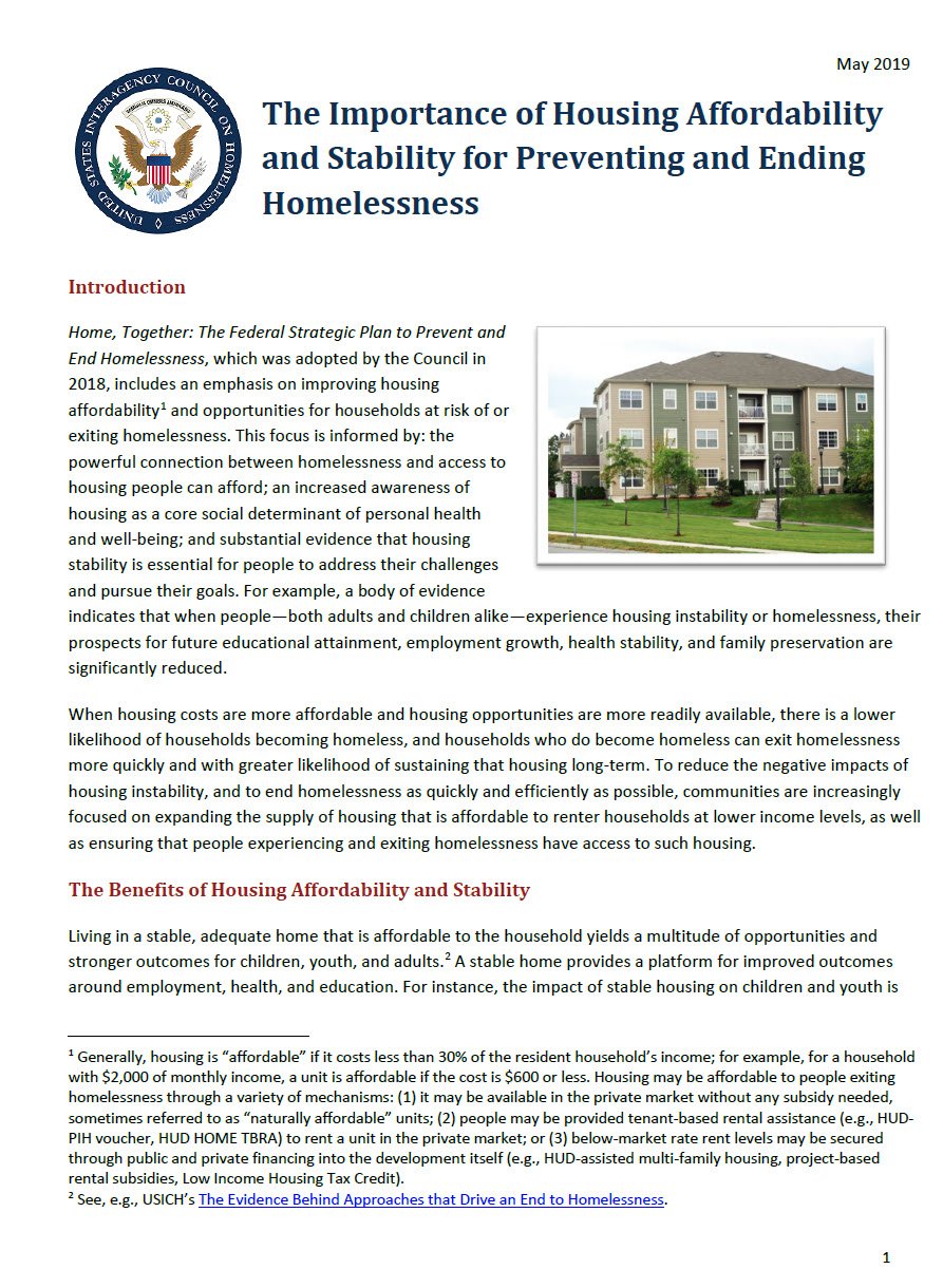 Cover Image The Importance of Housing Affordability and Stability for Preventing and Ending Homelessness