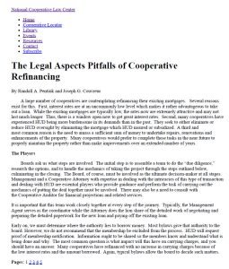Cover Image The Legal Aspects Pitfalls of Cooperative Refinancing
