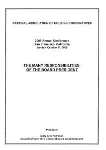 Cover Image The Many Responsibilities of the Board President