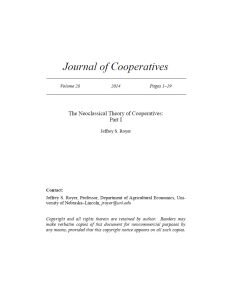 Cover Image The Neoclassical Theory of Cooperatives Part-1